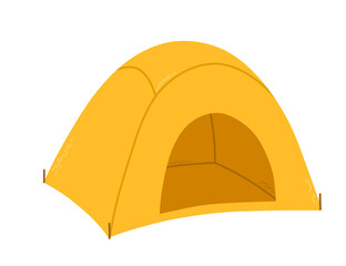 tourist accessories. camping tent yellow cartoon vector illustration isolated on white background