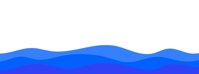 Wall Mural - Modern blue sea, ocean waves separation shape, border, divider vector illustration