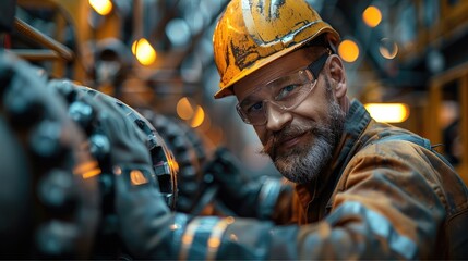 Aufkleber - A construction pipe fitter working on a pipe in a refinery. Generative AI.