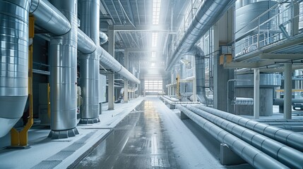 Fototapete - An industrial facility transformed by state-of-the-art insulation techniques. Generative AI.