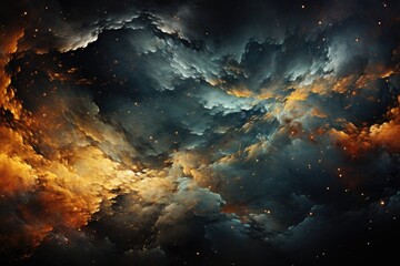 Wall Mural - Black background of the abstract galaxy with illustration of art painting