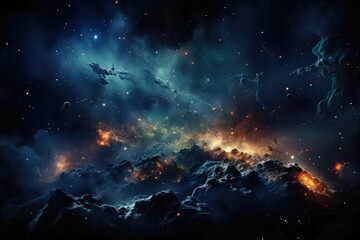 Wall Mural - Background of space, realistic cosmos of starry night and bright stars