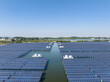 aerial view of solar power plant on water
