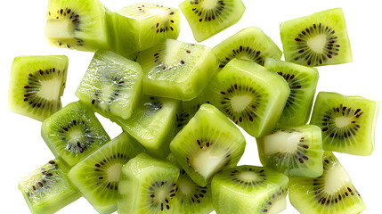 Wall Mural - Isolated portion of diced kiwis. Rich and Immersive