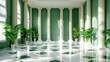 Classic green interior with pillars background