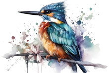 Background Branch Kingfisher White Transparent Watercolor