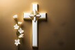 Gold cross with white flowers