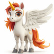 Cute 3d illustration of a Pegasus character. Pegasus character for casual game. Toy Pegasus 3D character. Pegasus avatar. Pegasus isolated on white.
