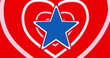 Image of star over red hearts on red background
