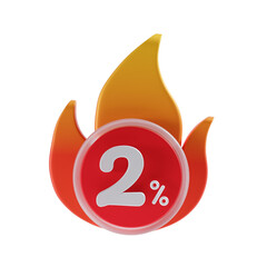 2 Percent Off 3D Icon Illustratrion