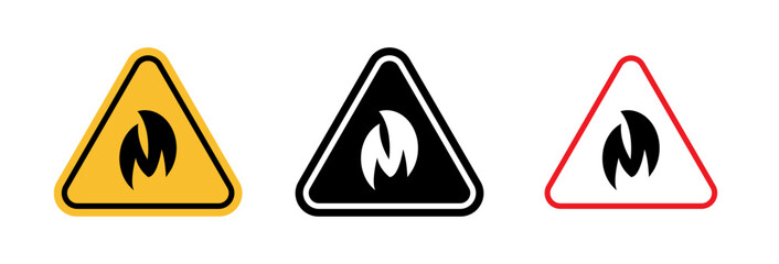 Wall Mural - Fire Hazard Sign. Warning for Flammable Materials. Yellow Sign Indicating Explosive Risk.