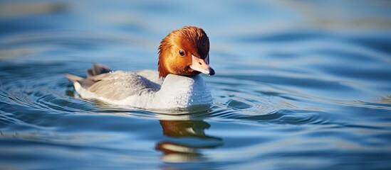 Poster - Majestic Duck Glides Effortlessly Through Rippling Waters in a Serene Moment