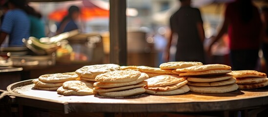 Canvas Print - Delicious Plate of Freshly Made Pancakes Served with Golden Syrup and Berries