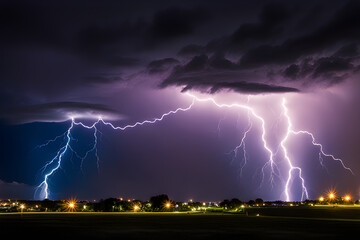 dark sky , heavy clouds with lightning during a thunderstorm