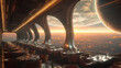 In a futuristic restaurant travelers indulge in space tourism.