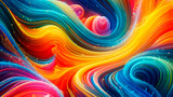 Fototapeta Kuchnia - Bright colors like paint flow into abstract wave pattern 