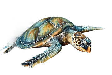 Wall Mural - watercolors sea turtle Illustration painted