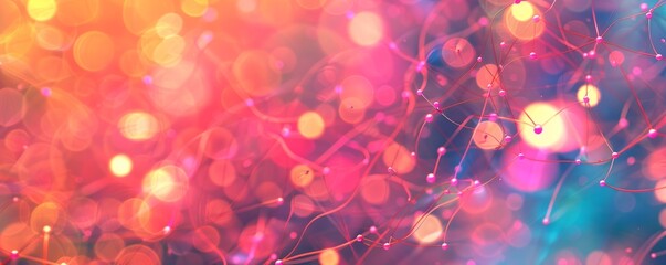 Wall Mural - a colorful background with pink and blue dots and lines