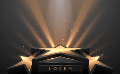 Poster - Black and gold star shape stage with light effect