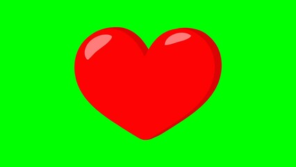 Wall Mural - red heart on green background