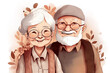 Illustration smiling grandparents cute