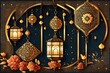 lantern islamic , eid mubarak, Eid al Adha banner Illustration