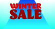 Image of winter sale text banner against gradient traingular shapes in seamless pattern