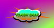 Image of the words Flash Sale in green letters on a green speech bubble on purple to green backgroun