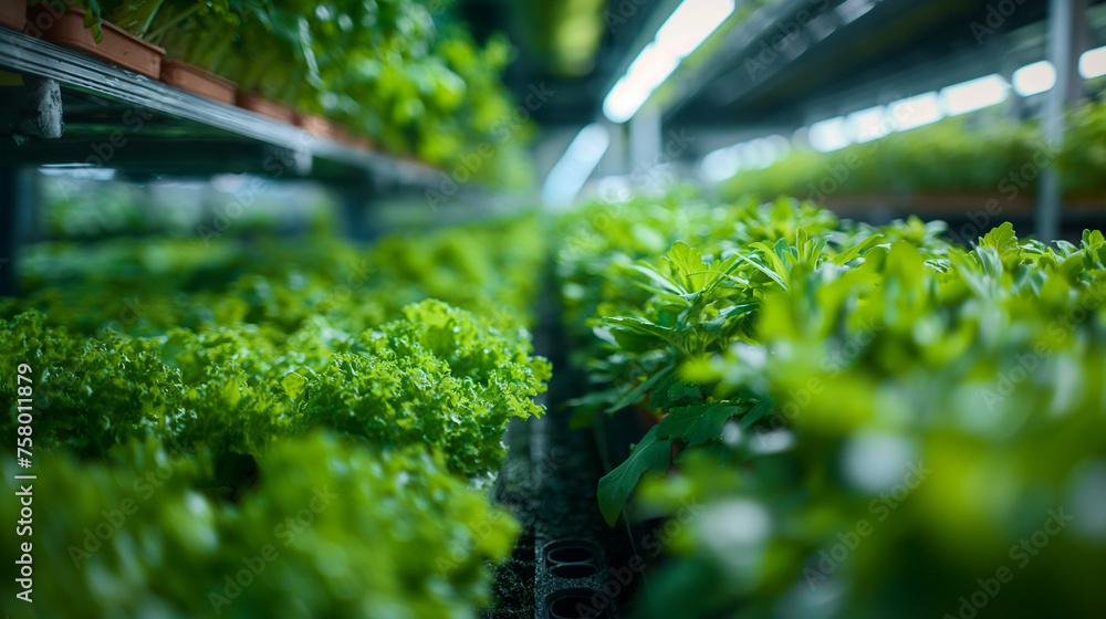 Indoor vertical farm growing a variety of greens, epitome of efficiency ...