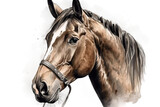 Fototapeta Konie - Horse drawing head