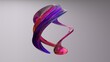 moderne geschmeidige formschöne violette lila abstrakte Figur, Design, Hintergrund, Geometrie, Wirbel, Kurven, blau, Glas, Reflektion, glatt
