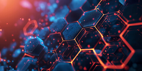 Wall Mural - abstract hexagonal background with particles. futuristic technology style