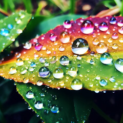 Poster - A close-up of a rainbow after a rain shower. 