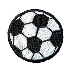 black and white soccer ball embroidered patch on transparent