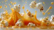 Falling caramel Popcorn Close-Up Shot