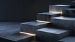 Minimalist Concrete Stairs Illuminated by LED Lights - A Study in Modern Design and Texture