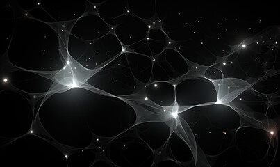 Wall Mural - abstract black and white background with neurons.