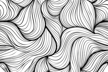 Wall Mural - Liquid Style Coquette Decor Paper, Seamless line art, black on white ,seamless repeating pattern.