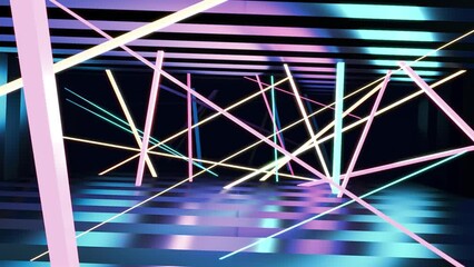 Wall Mural - Looped neon sticks space animation.