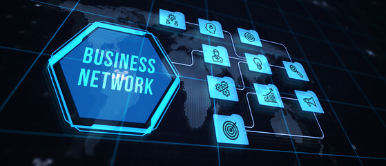 Wall Mural - business, technology, internet and network concept. online business network. 3d illustration