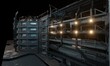 Abandoned base of operations building 3d render science fiction in dark scene wallpaper background