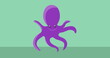 Image of purple octopus icon on green black background
