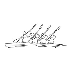 Wall Mural - Doodle style canoe and paddles sketch in vector format.