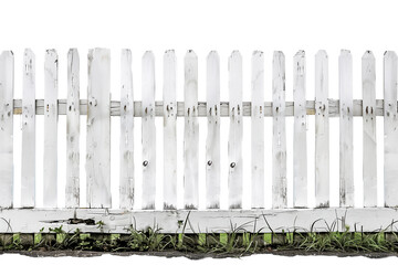 white painted wooden fence, isolated, white background