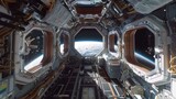 Fototapeta Mapy - A VR walk through the International Space Station, exploring modules and views