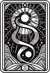 Wall Mural - black and white illustration of the tarot card isolated on the white background