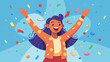 Celebratory Woman With Confetti on Festive Background