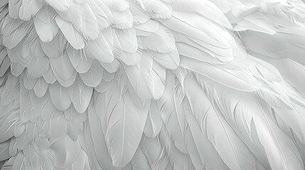 Wall Mural - Close-up view of white feathers texture. elegantly layered plumage detail. softness and purity conceptualized. ideal for backgrounds and design projects. AI