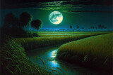 Fototapeta Do pokoju - Widok na pola ryżowe nocą