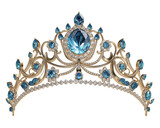 Fototapeta  - Crown with blue diamonds.Ai generated image.